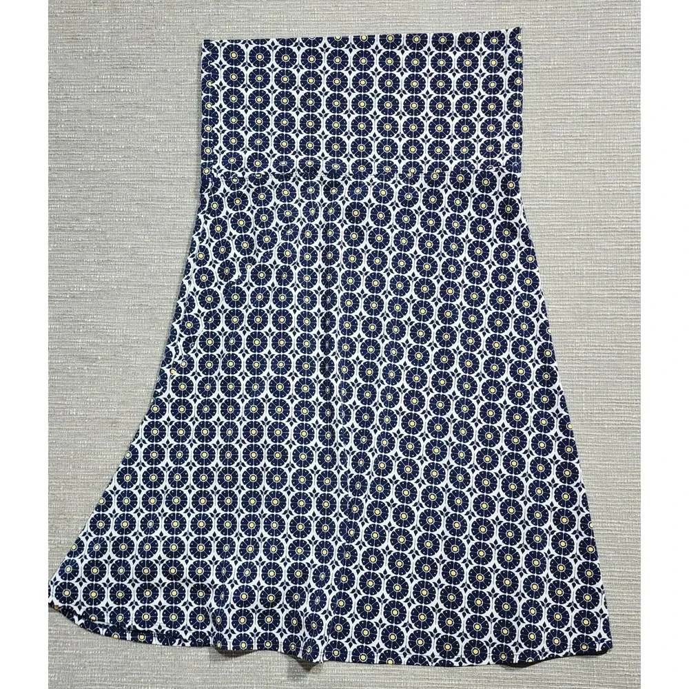 Max Studio Navy Blue‎ Floral Medallion Print A-Line Skirt Small
